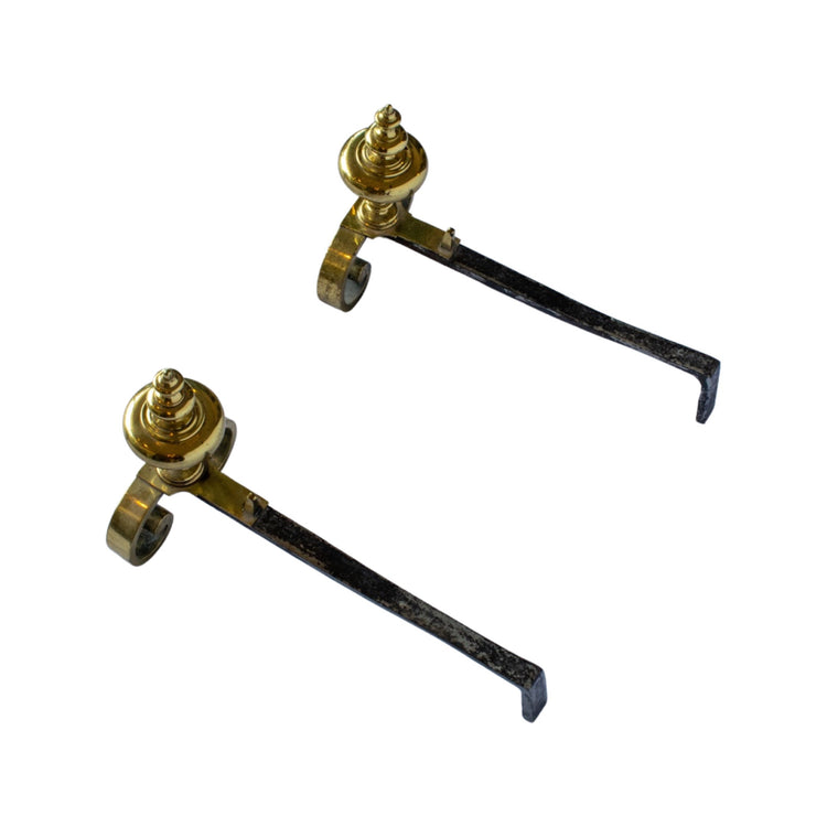 Pair of French Polished Steel Iron Chenets (FA-PWBX)