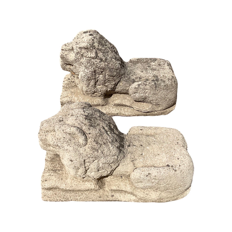 French Limestone Lion Sculptures (GE-U307)