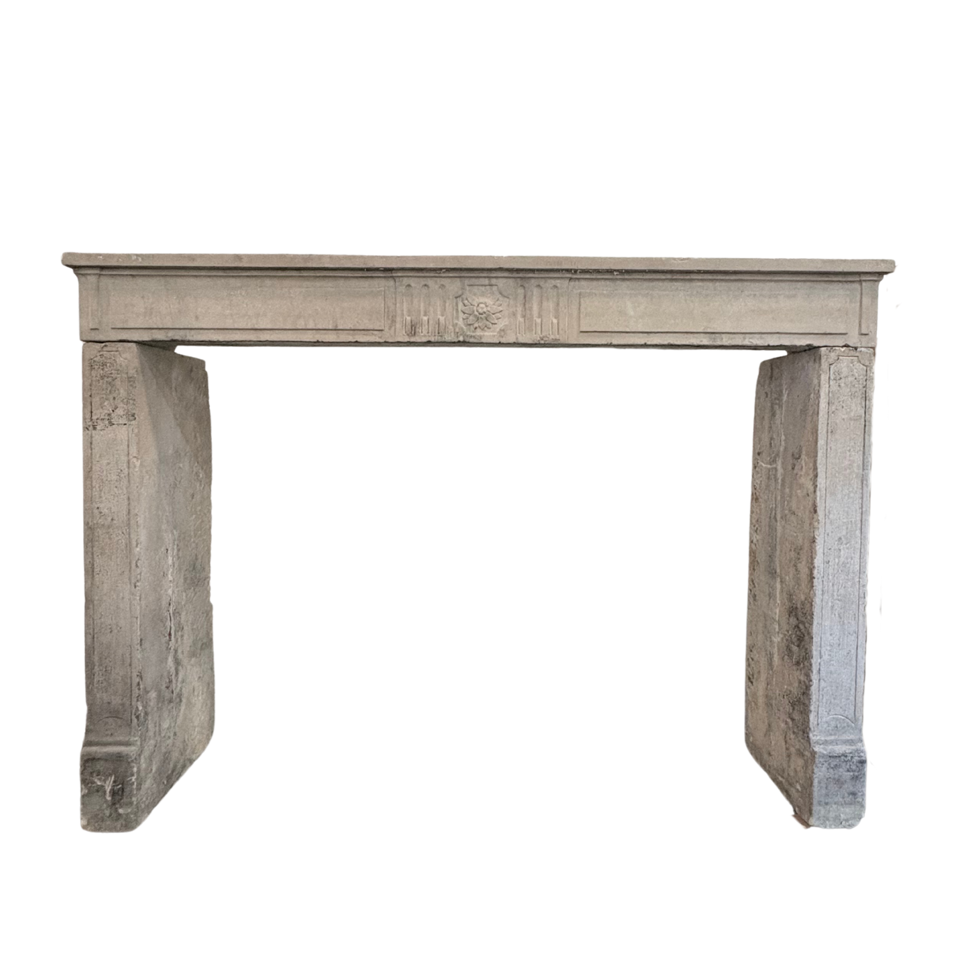 Antique French Louis XVI Limestone Fireplace Mantel (M-07L)