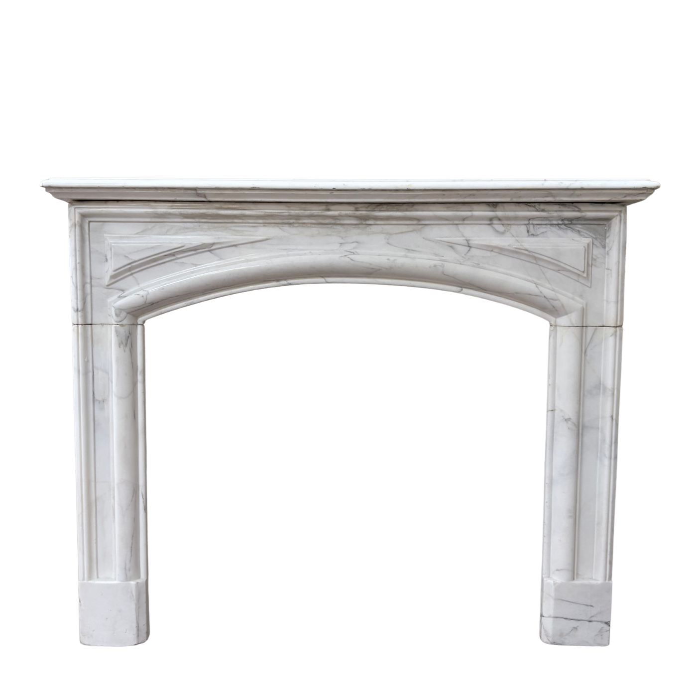 Antique White Marble Fireplace Mantel w/ Arched Opening. (M-RHMA)