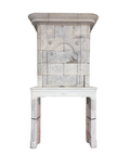 Antique French limestone mantel with carved floral medallion frieze (M-GDZJ)