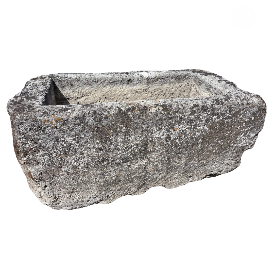 Antique French Stone Trough | Weathered Garden Basin (T-15)