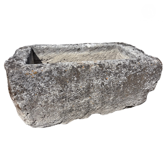 Antique French Stone Trough | Weathered Garden Basin (T-15)