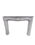 Antique Louis XV White Carrara Marble Fireplace Mantel (M-04M)