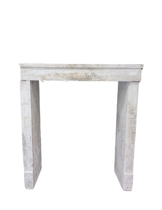 White Limestone Mantel – Hand-Carved Whitewashed (M-CZWF)