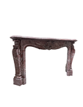 Antique Louis XV Rouge Marble Fireplace Mantel – Carved Shell Cartouche (M-02M)
