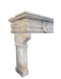 Gothic Stone Fireplace Mantel W/ Carved Armorial Shield