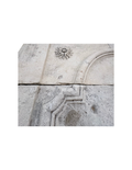 Antique French limestone mantel with carved floral medallion frieze (M-GDZJ)