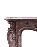 Antique Louis XV Rouge Marble Fireplace Mantel – Carved Shell Cartouche (M-02M)