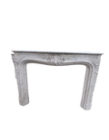 Antique Louis XV White Carrara Marble Fireplace Mantel (M-04M)