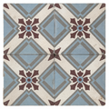Antique French Floral Geometric Mosaic Cement Tile (QUNT)