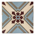 Antique French Floral Geometric Mosaic Cement Tile (QUNT)
