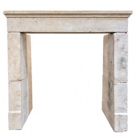 Antique French Limestone Fireplace Mantel (M-04L)