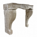 Antique French Carved Limestone Fireplace Mantel with Floral Details (M-08L)