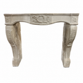 Antique French Carved Limestone Fireplace Mantel with Floral Details (M-08L)
