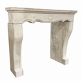 Antique French Limestone Fireplace Mantel with Carved Shell Detail (M-06L)