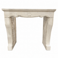 Antique French Limestone Fireplace Mantel with Carved Shell Detail (M-06L)