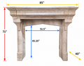 Monumental Antique Gothic/Tudor Stone Fireplace Mantel (M-14L)