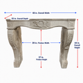 Antique French Carved Limestone Fireplace Mantel with Floral Details (M-08L)