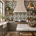 Antique French Art Nouveau Floral Cement Tile (ET-UDBJ)