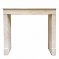 A rustic, distressed light beige console table with a thick rectangular top and blocky, block-style legs, shown against a plain white background.