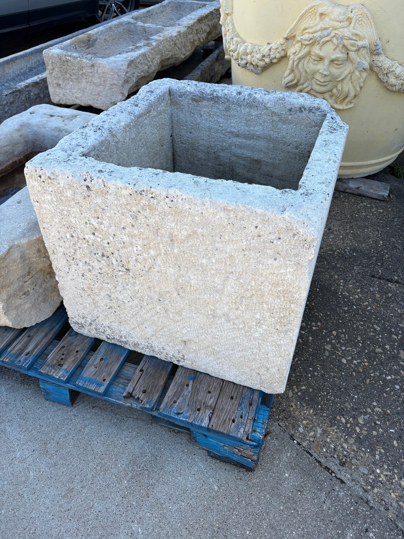 Antique Limestone Square Planter