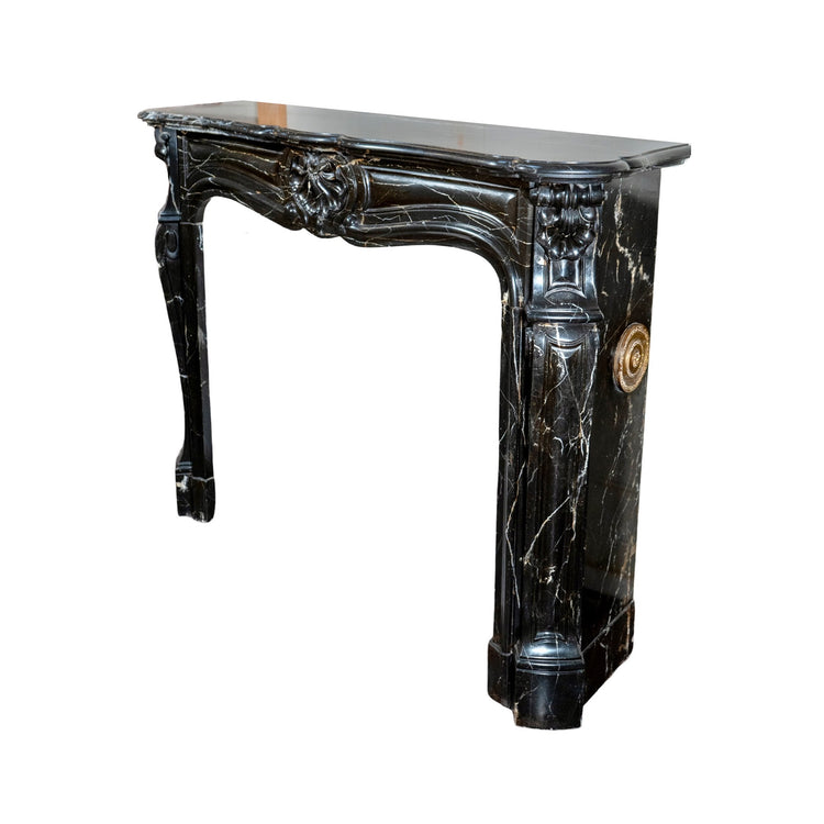 Antique French Sable Black Marble Mantel (MCH132)