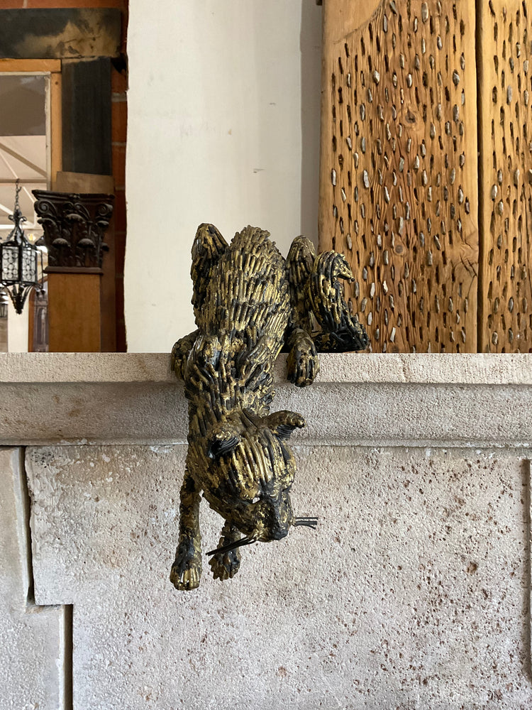 French Bronze Ledge Cat Sculpture