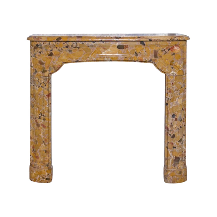 Antique French Yellow Alep Breccia Marble Mantel