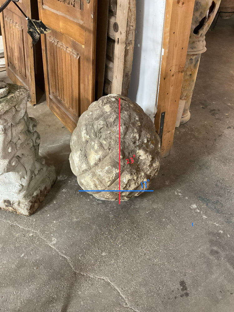 Pair of French Limestone Acorn Sculptures