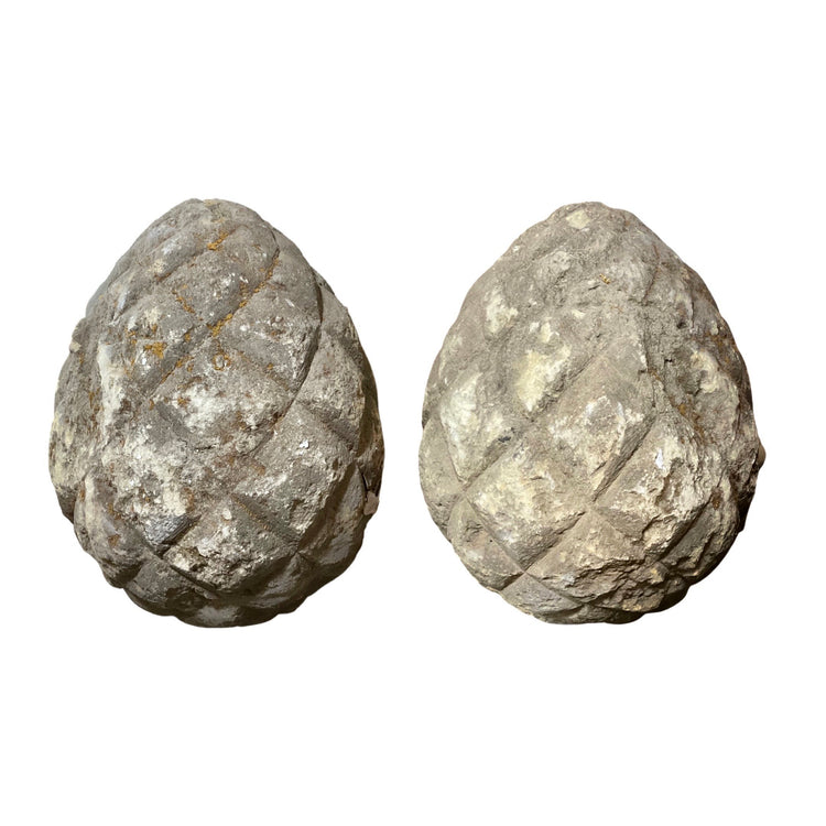 Pair of French Limestone Acorn Sculptures