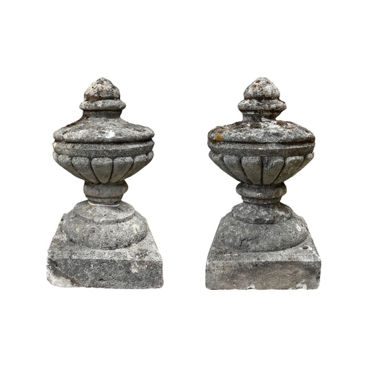 Pair of French Limestone Finials