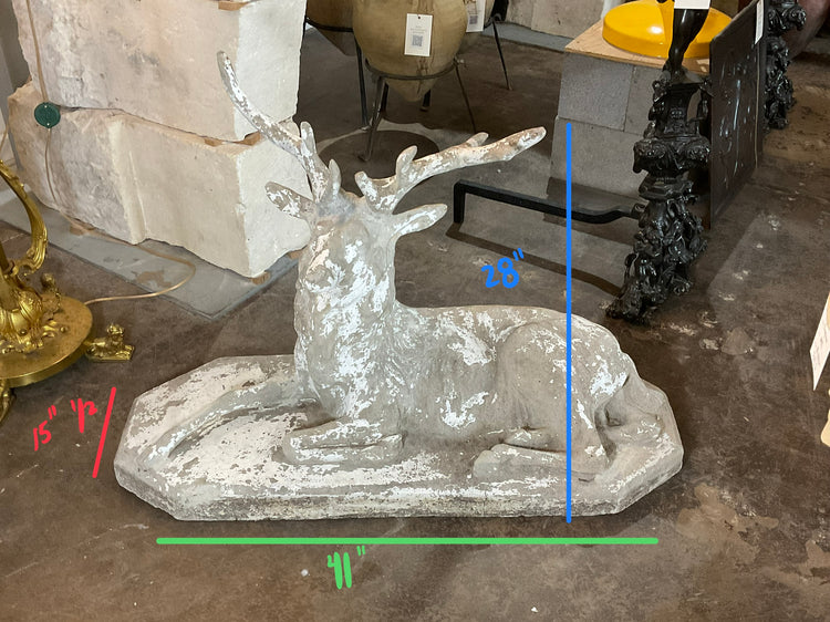 French Concrete Composite Deer Sculpture