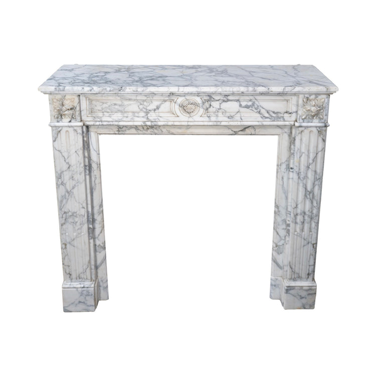 Antique French White Carrara Marble Mantel