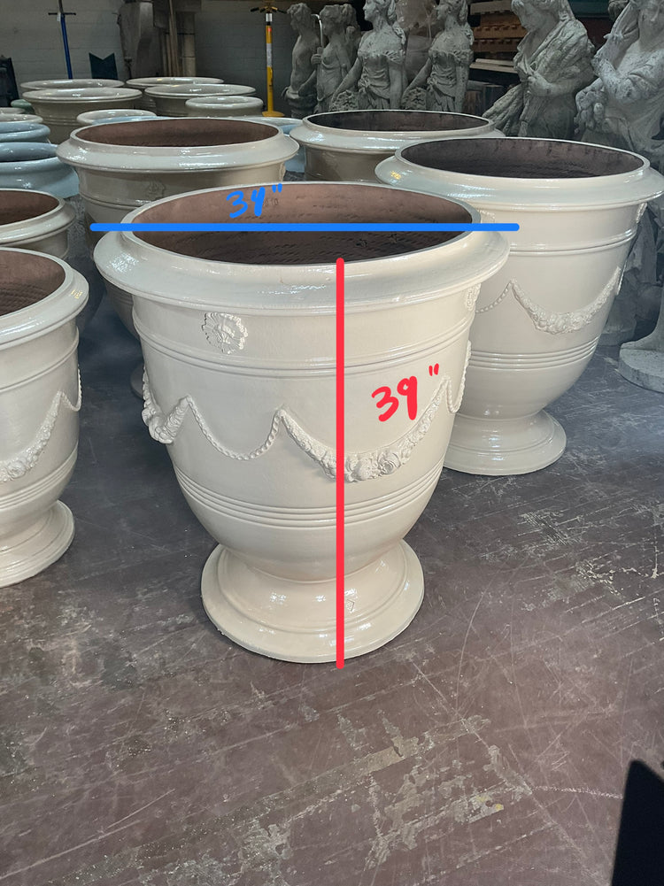 French Terracotta Glazed Anduze Planter