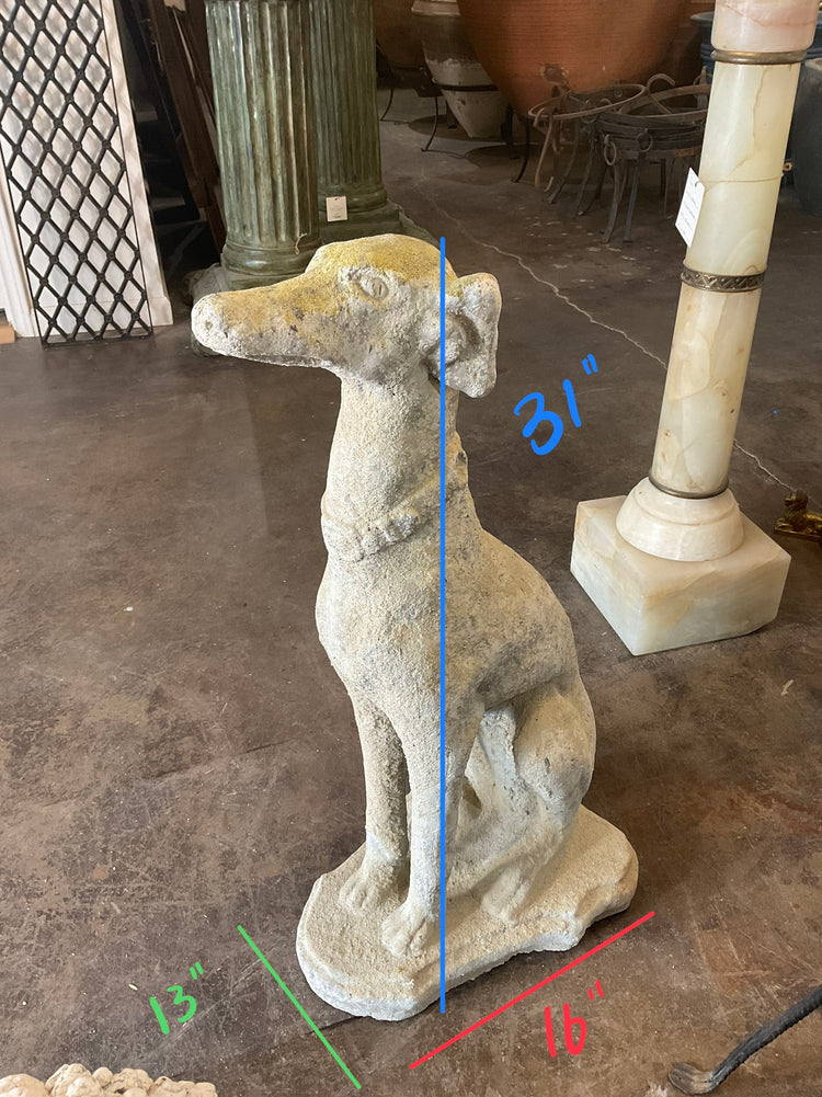 French Granite Composite Whippet Dog Sculpture