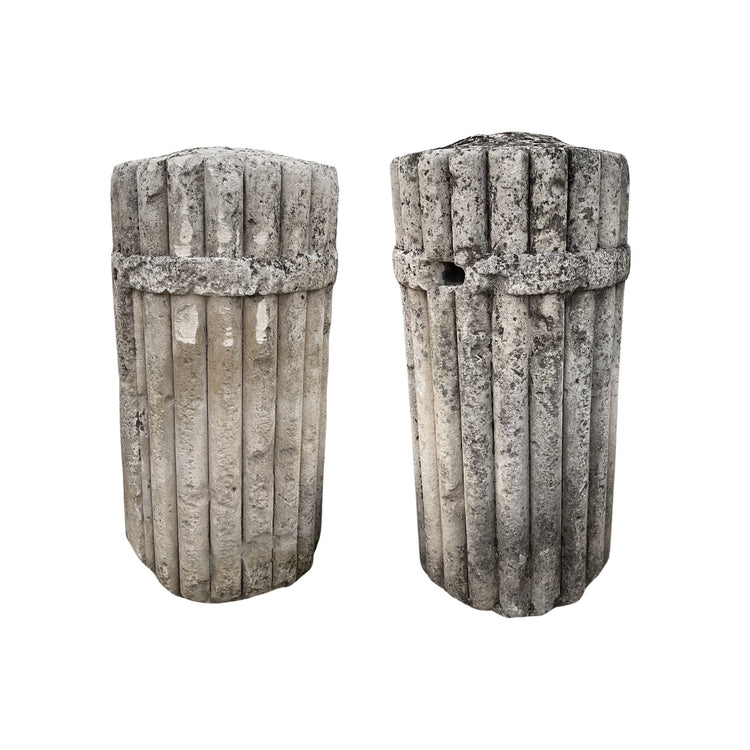 Pair of Fluted Stone Columns