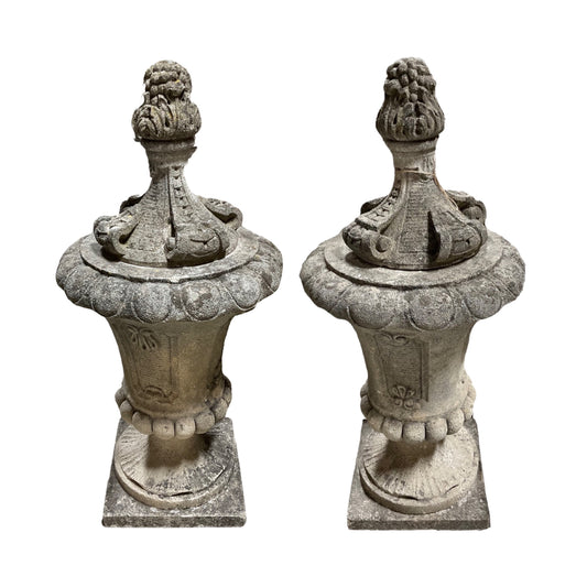 Pair of French Limestone Urns