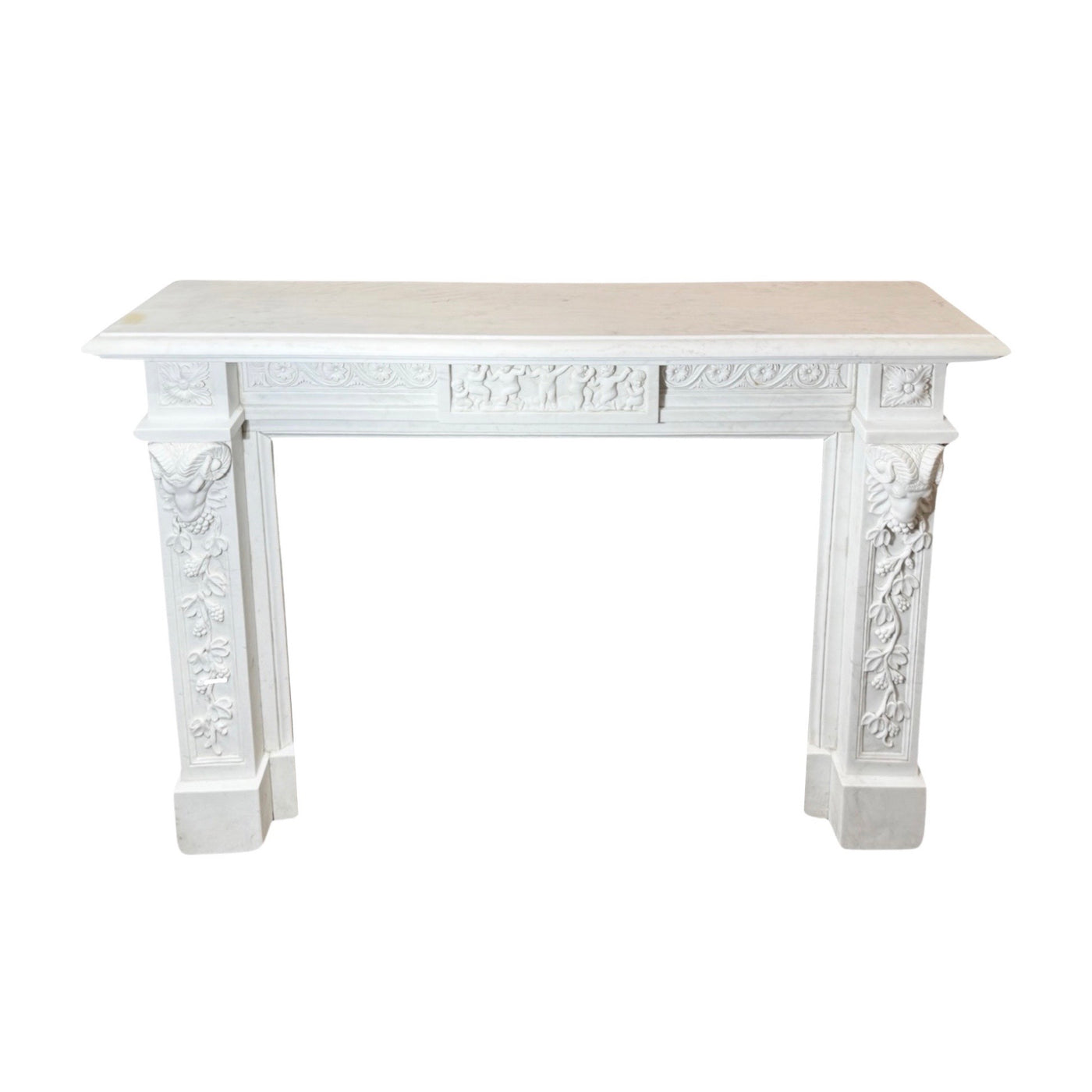 Antique Italian White Carrara Marble Mantel (M-AQBD)