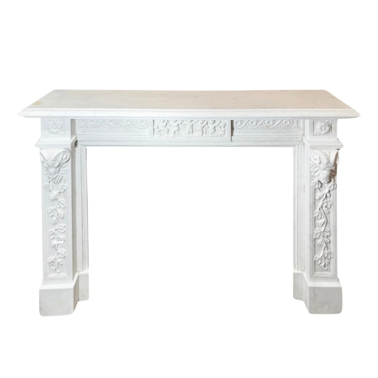 Antique Italian White Carrara Marble Mantel (M-AQBD)