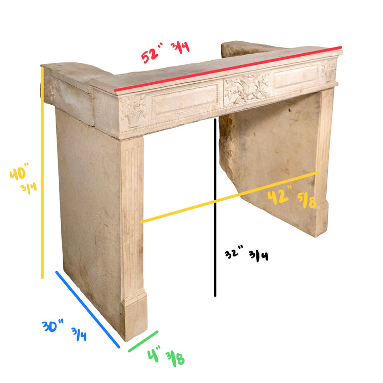 Antique French Limestone Mantel (M-LATH)