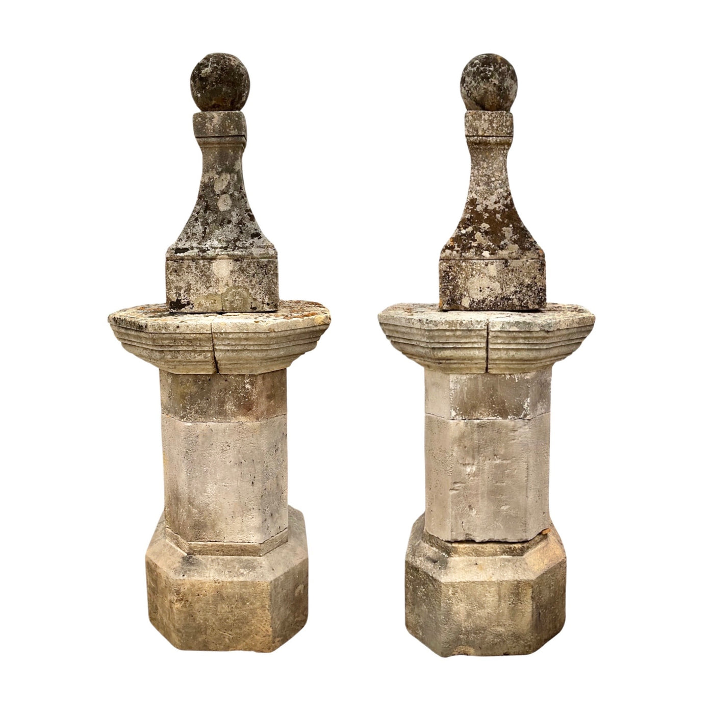 Pair of Antique French Limestone Finials (GE-SNLM)