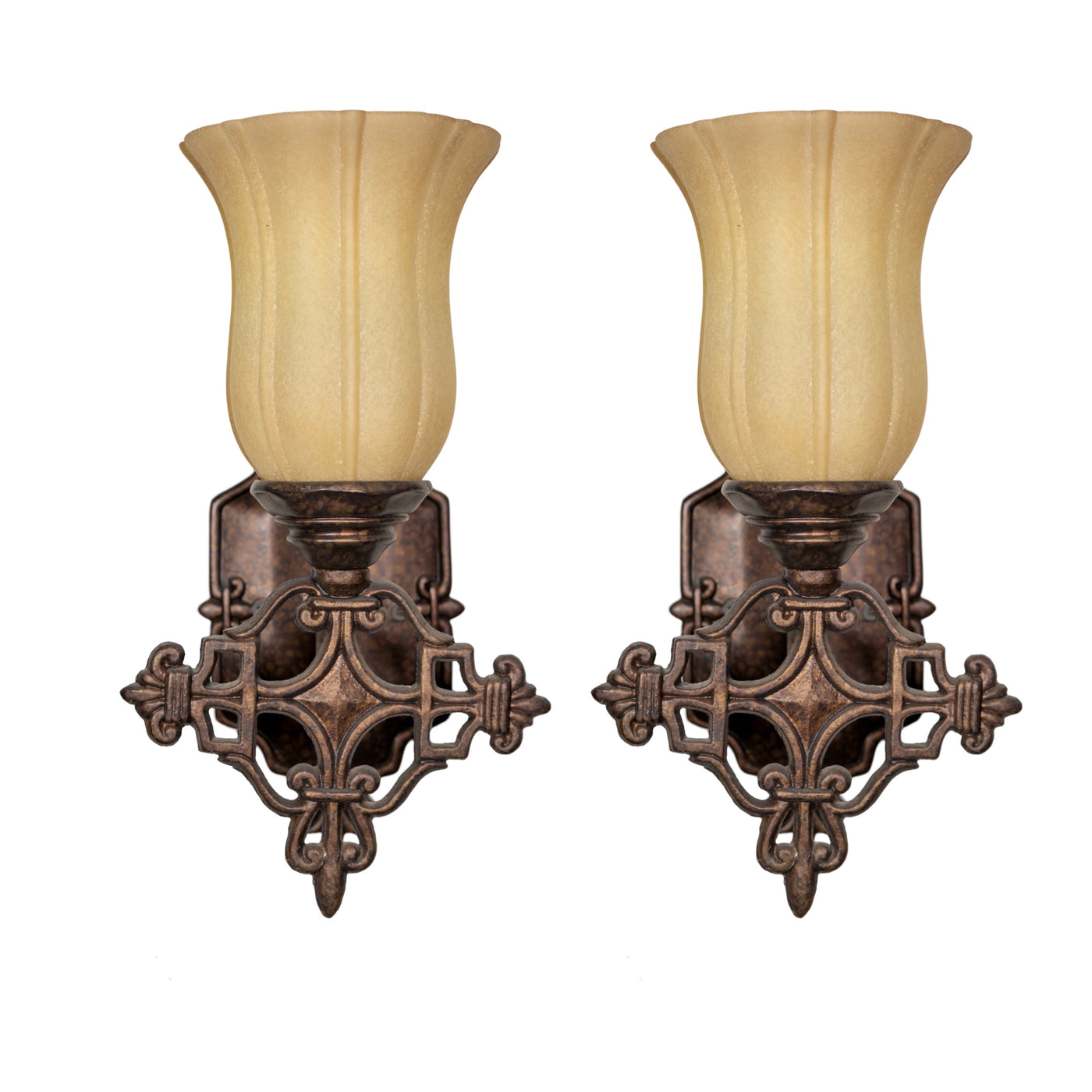 Pair of Antique French Alabaster & Bronze Wall Sconces (L-AJTD)