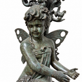 Pair of Ornate Winged Fairy Statues w/ Verdigris Patina (GE-ST055)