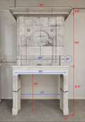 Antique French limestone mantel with carved floral medallion frieze (M-GDZJ)