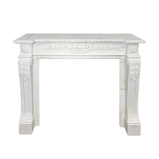 Antique French Carrara Marble Mantel (M-HGPV)