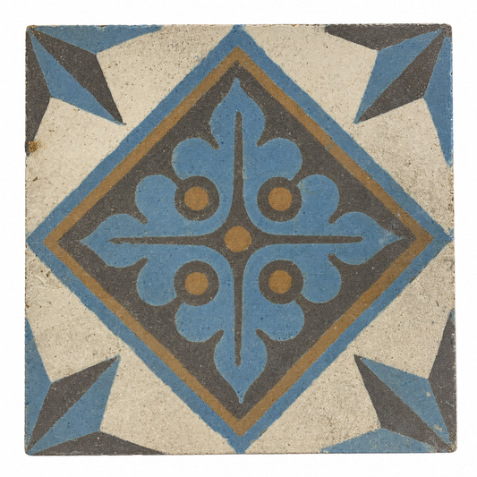 Antique French Blue Fleur-de-Lis Mosaic Cement Tile (ET-RTRT)