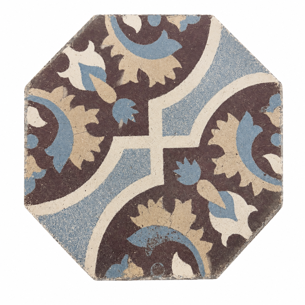 Antique French Octagonal Floral Mosaic Cement Tile (ET-CZRH)