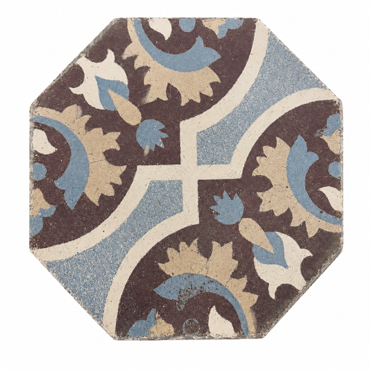 Antique French Octagonal Floral Mosaic Cement Tile (ET-CZRH)