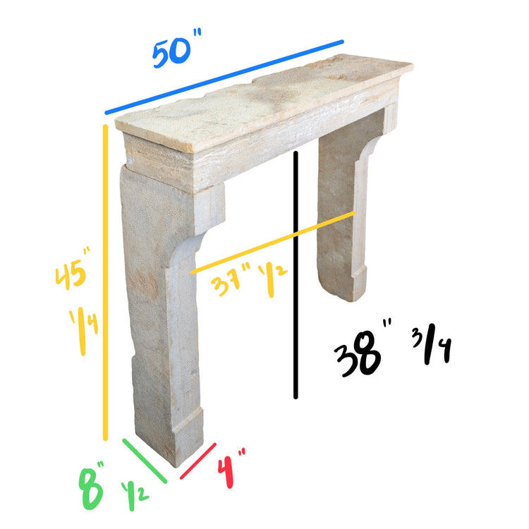 Antique French Limestone Farmhouse Mantel